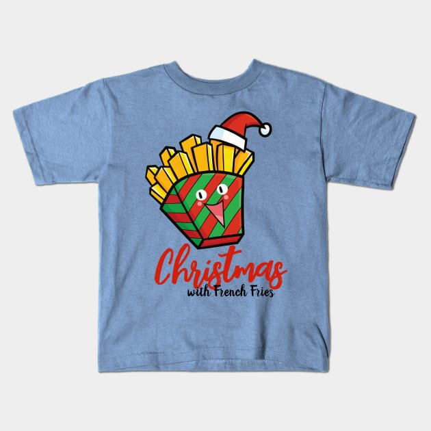 Cute christmas french fries Kids T-Shirt by Jocularity Art